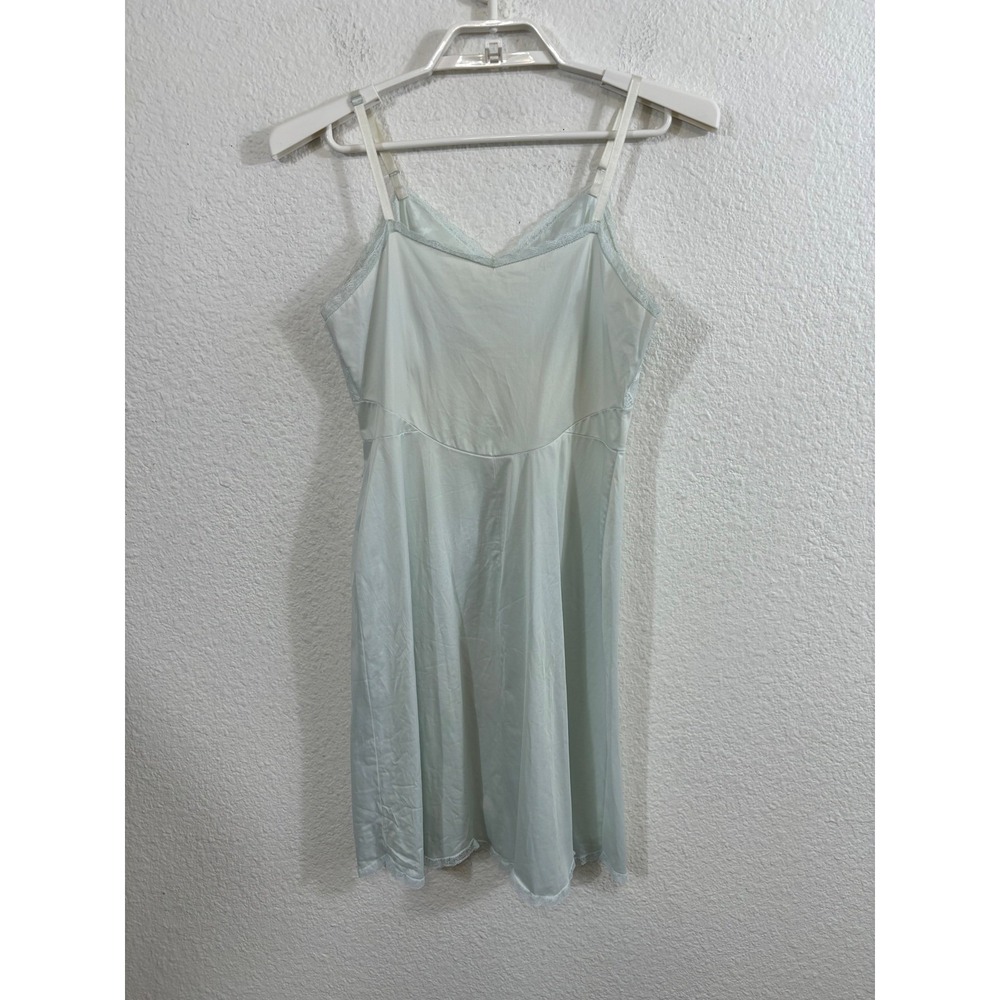 Vintage Tricot All Nylon Blue Lace Lingerie Slip Dress Size 34 S - Picture 8 of 10